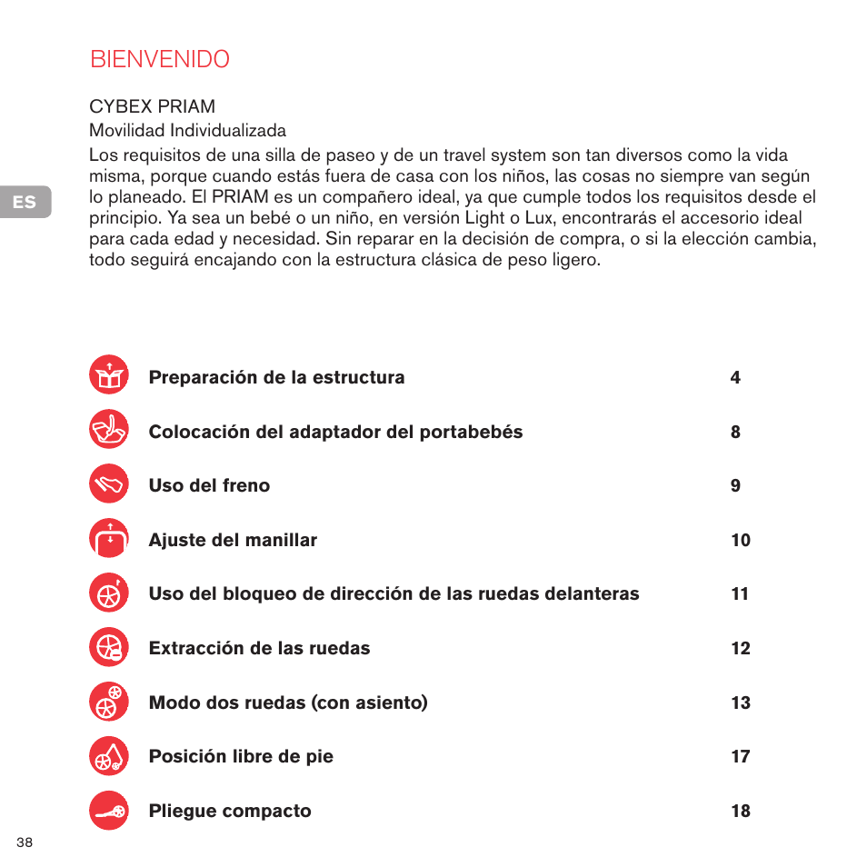 Bienvenido | Cybex PRIAM FRAME User Manual | Page 39 / 119