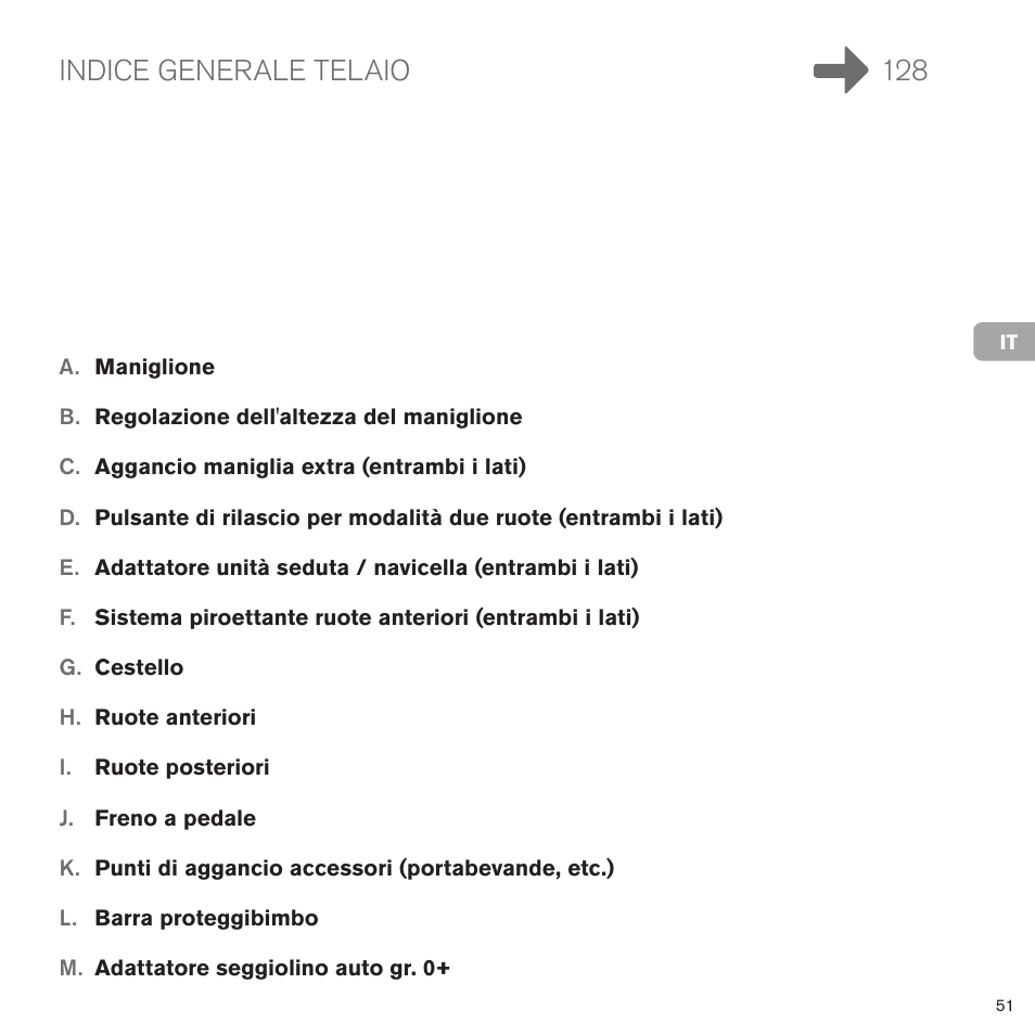 Indice generale telaio 128 | Cybex PRIAM FRAME User Manual | Page 52 / 119