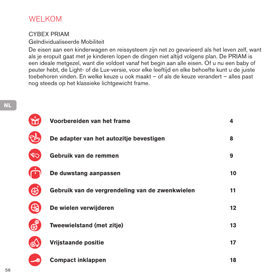 Welkom | Cybex PRIAM FRAME User Manual | Page 57 / 119