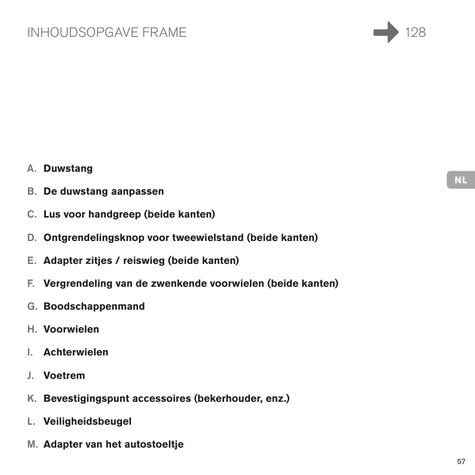 Inhoudsopgave frame 128 | Cybex PRIAM FRAME User Manual | Page 58 / 119