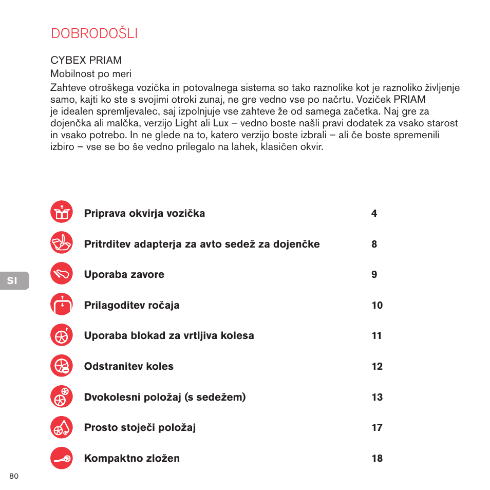 Dobrodošli | Cybex PRIAM FRAME User Manual | Page 80 / 119