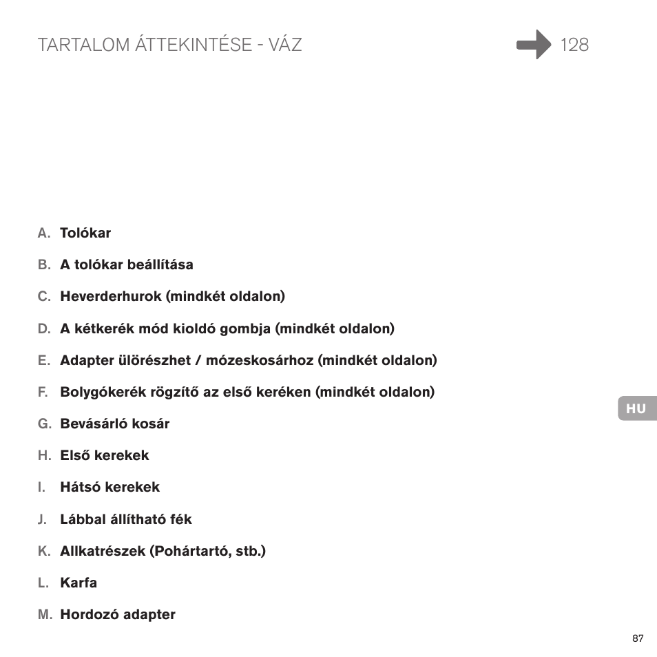 Tartalom áttekintése - vбz 128 | Cybex PRIAM FRAME User Manual | Page 87 / 119