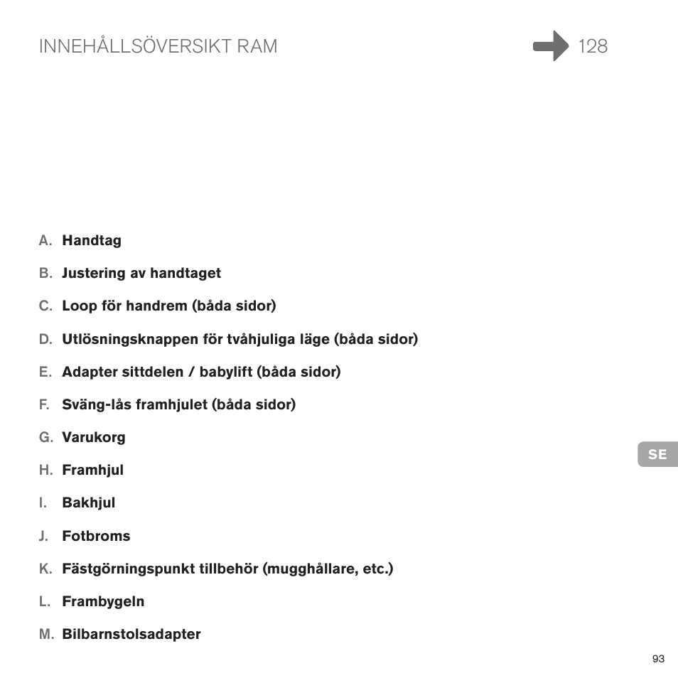 Innehållsöversikt ram 128 | Cybex PRIAM FRAME User Manual | Page 93 / 119
