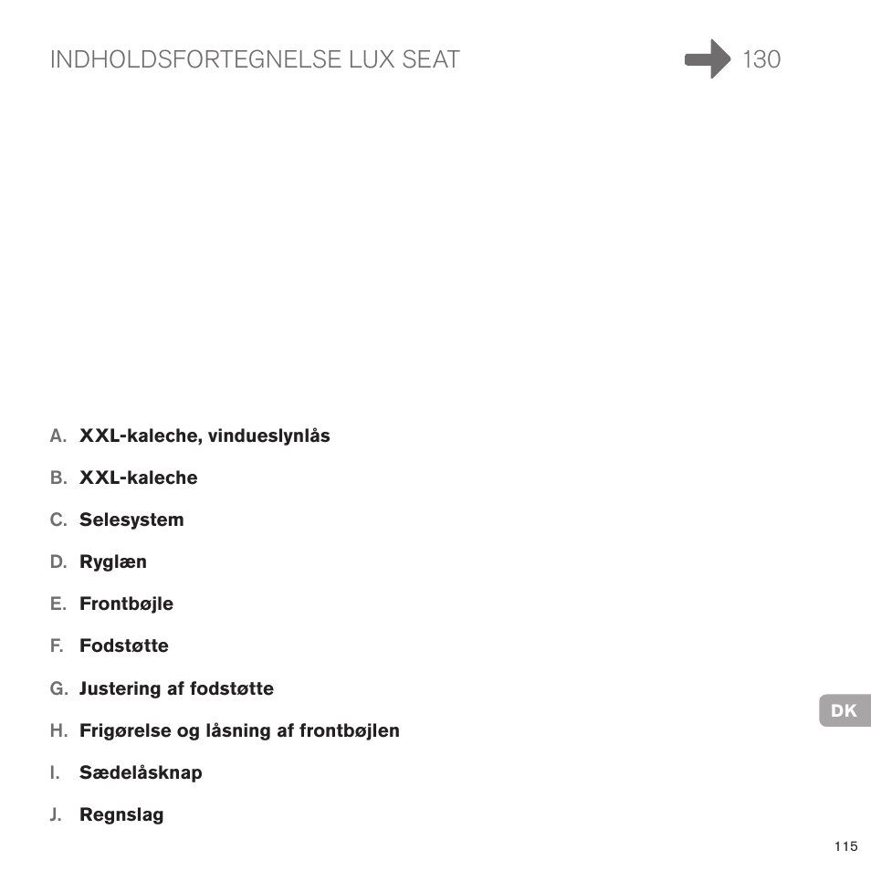 Indholdsfortegnelse lux seat 130 | Cybex PRIAM LUX SEAT User Manual | Page 111 / 119