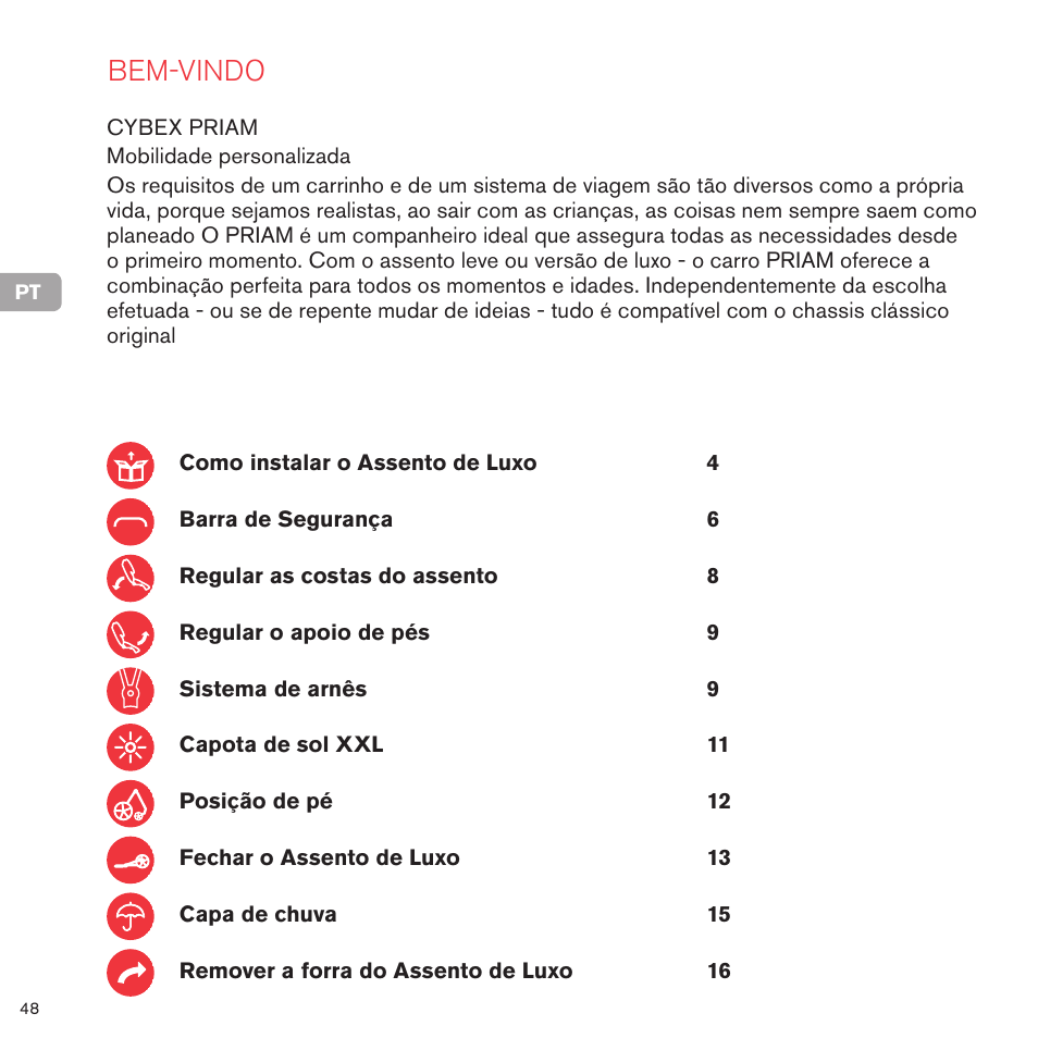 Bem-vindo | Cybex PRIAM LUX SEAT User Manual | Page 49 / 119