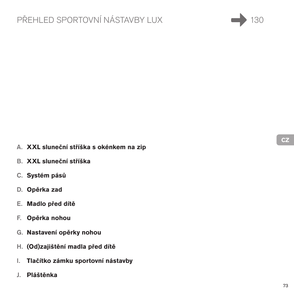Přehled sportovní nástavby lux 130 | Cybex PRIAM LUX SEAT User Manual | Page 73 / 119