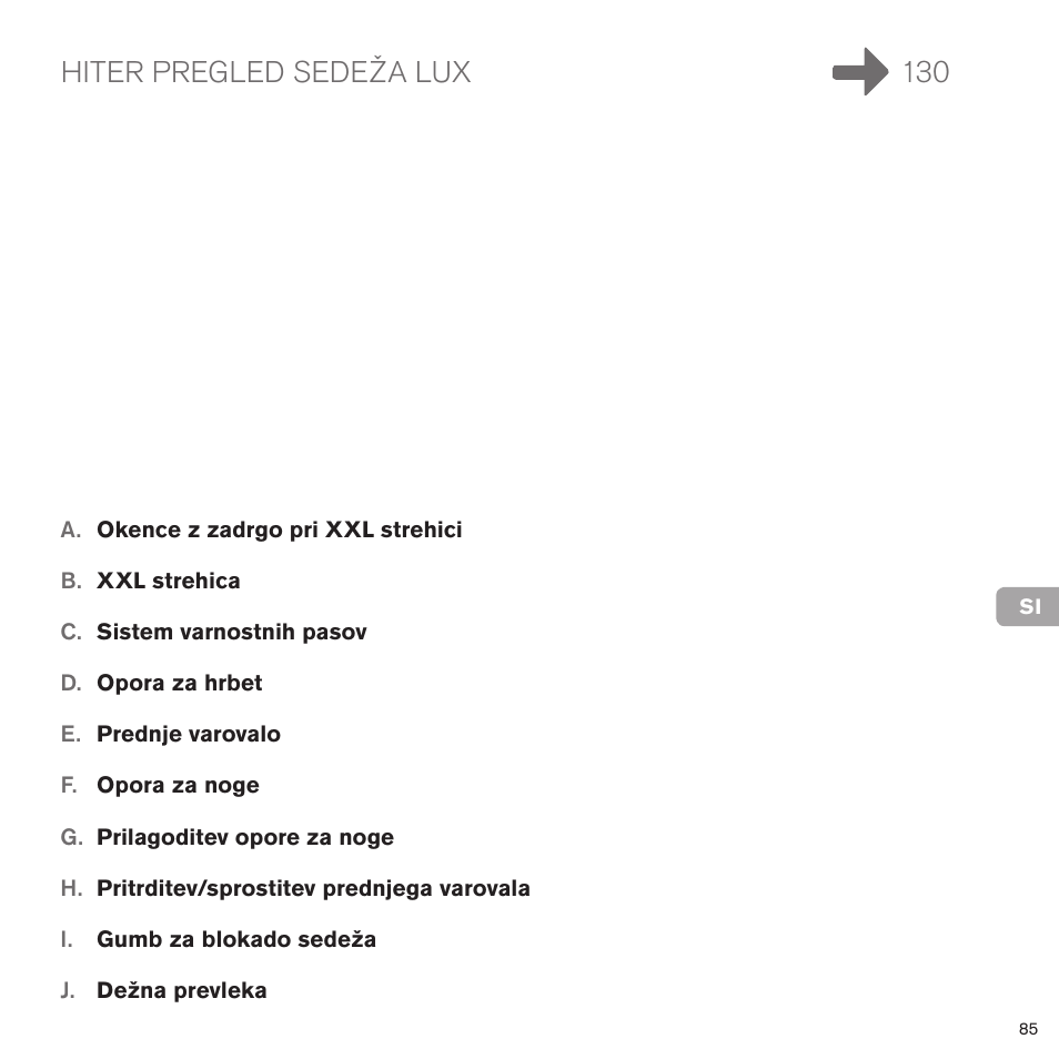 Hiter pregled sedeža lux 130 | Cybex PRIAM LUX SEAT User Manual | Page 83 / 119