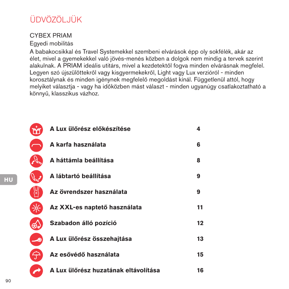 Üdvözöljük | Cybex PRIAM LUX SEAT User Manual | Page 87 / 119