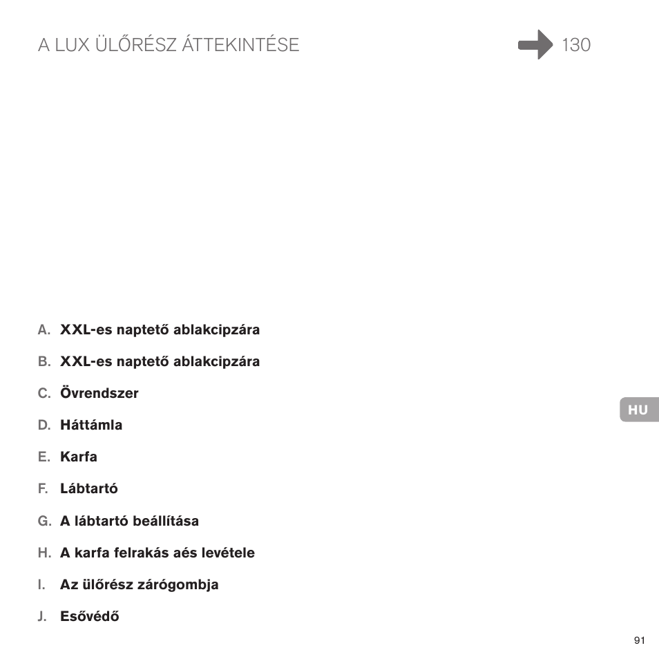 A lux ülőrész áttekintése 130 | Cybex PRIAM LUX SEAT User Manual | Page 88 / 119