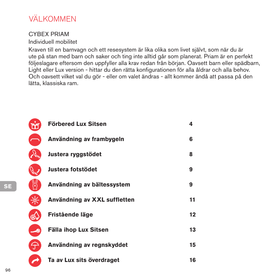 Välkommen | Cybex PRIAM LUX SEAT User Manual | Page 93 / 119