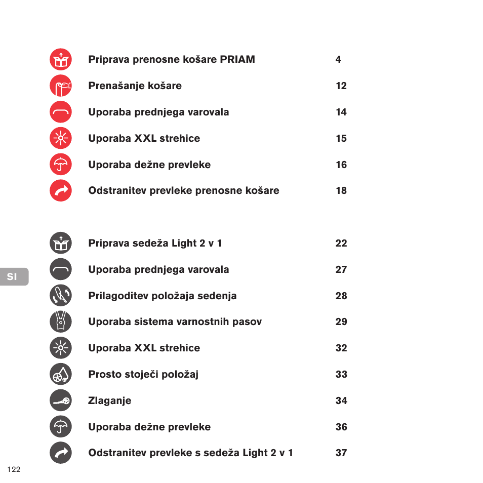 Cybex PRIAM 2-IN-1 LIGHT SEAT User Manual | Page 120 / 169
