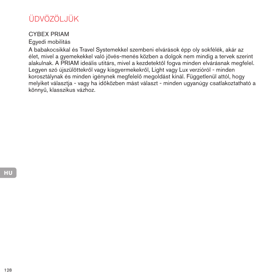 Üdvözöljük | Cybex PRIAM 2-IN-1 LIGHT SEAT User Manual | Page 125 / 169