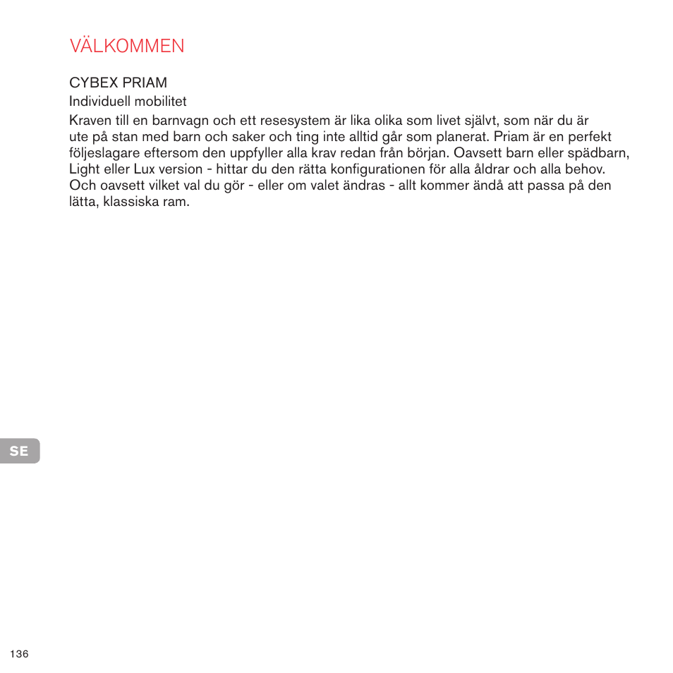 Välkommen | Cybex PRIAM 2-IN-1 LIGHT SEAT User Manual | Page 133 / 169