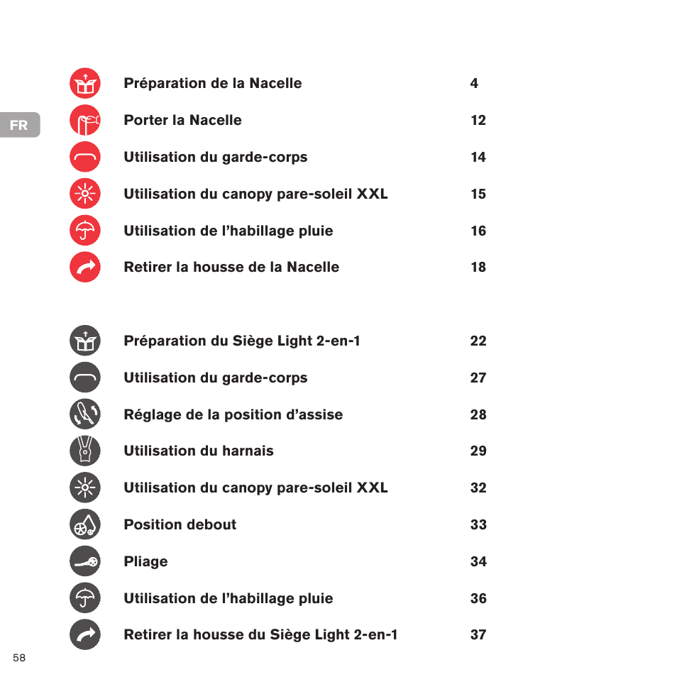 Cybex PRIAM 2-IN-1 LIGHT SEAT User Manual | Page 58 / 169