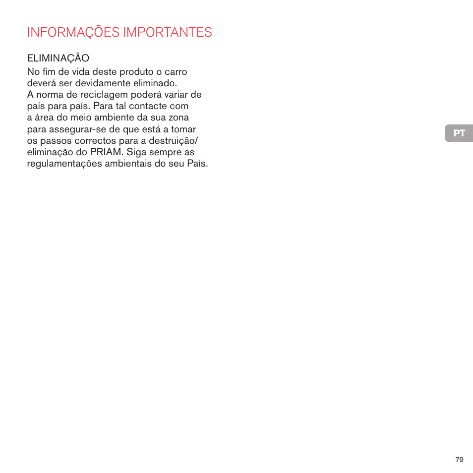 Informações importantes | Cybex PRIAM 2-IN-1 LIGHT SEAT User Manual | Page 79 / 169