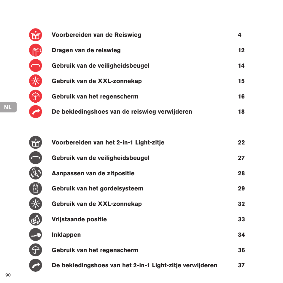 Cybex PRIAM 2-IN-1 LIGHT SEAT User Manual | Page 90 / 169