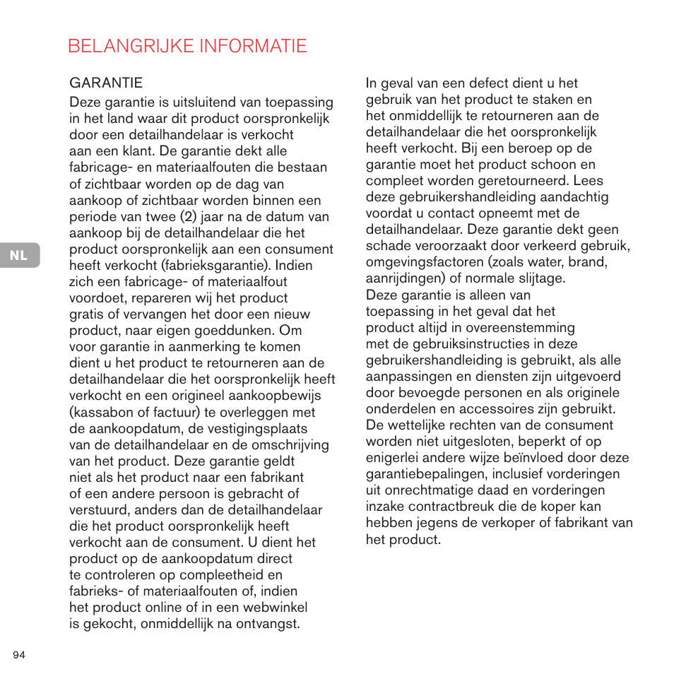 Belangrijke informatie | Cybex PRIAM 2-IN-1 LIGHT SEAT User Manual | Page 94 / 169