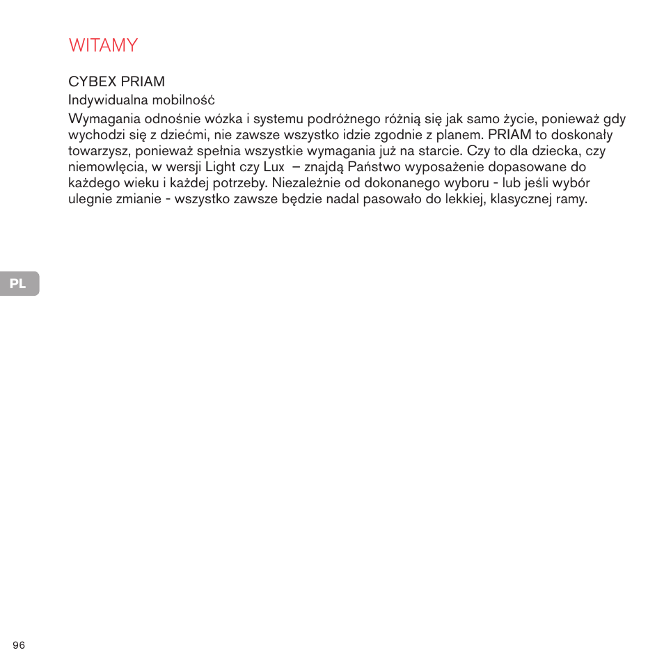 Witamy | Cybex PRIAM 2-IN-1 LIGHT SEAT User Manual | Page 96 / 169
