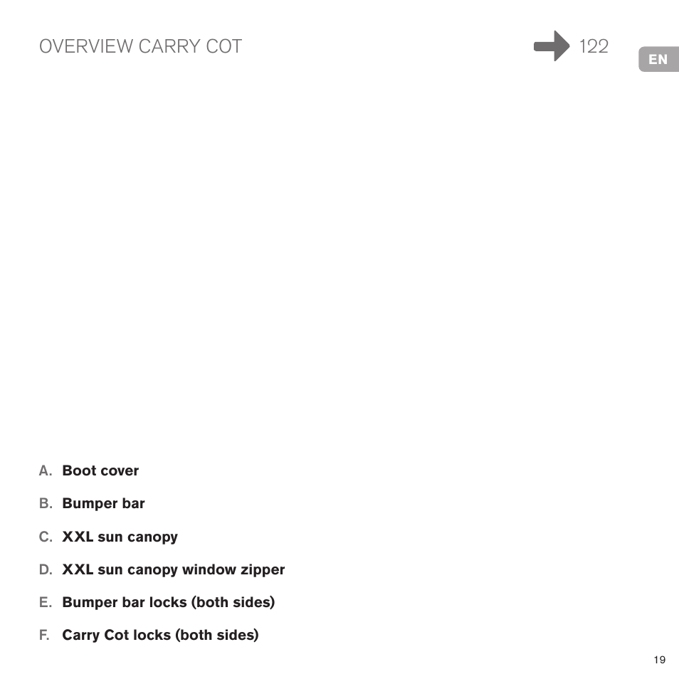 Overview carry cot 122 | Cybex PRIAM CARRY COT User Manual | Page 20 / 113