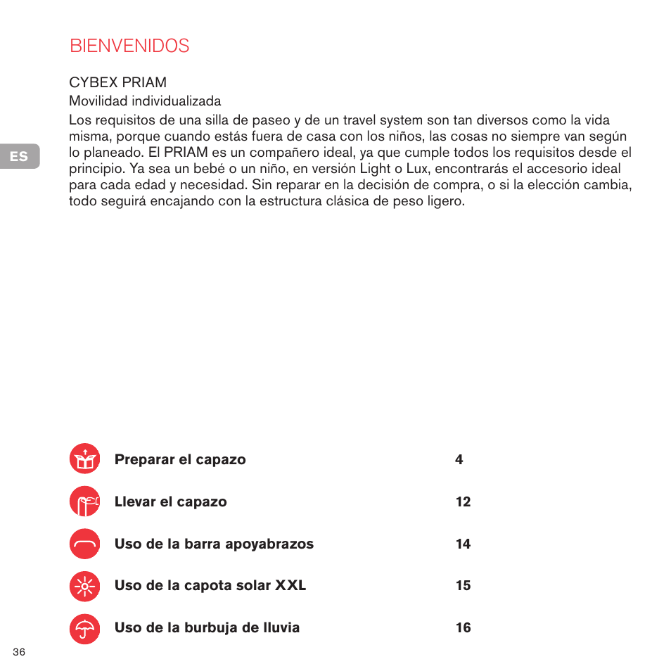 Bienvenidos | Cybex PRIAM CARRY COT User Manual | Page 37 / 113