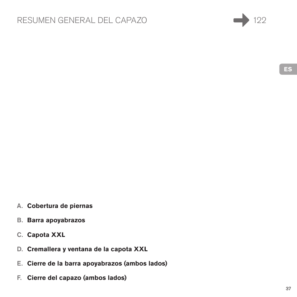 Resumen general del capazo 122 | Cybex PRIAM CARRY COT User Manual | Page 38 / 113