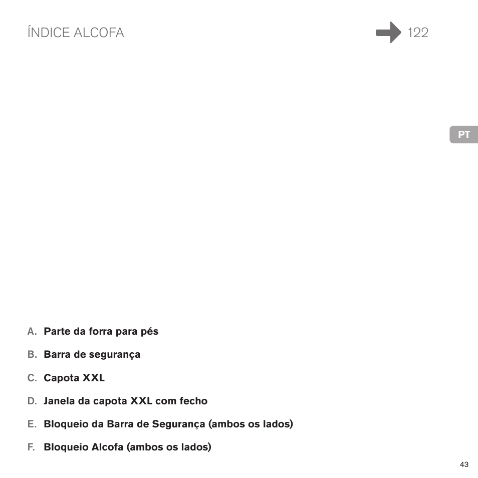 Índice alcofa 122 | Cybex PRIAM CARRY COT User Manual | Page 44 / 113