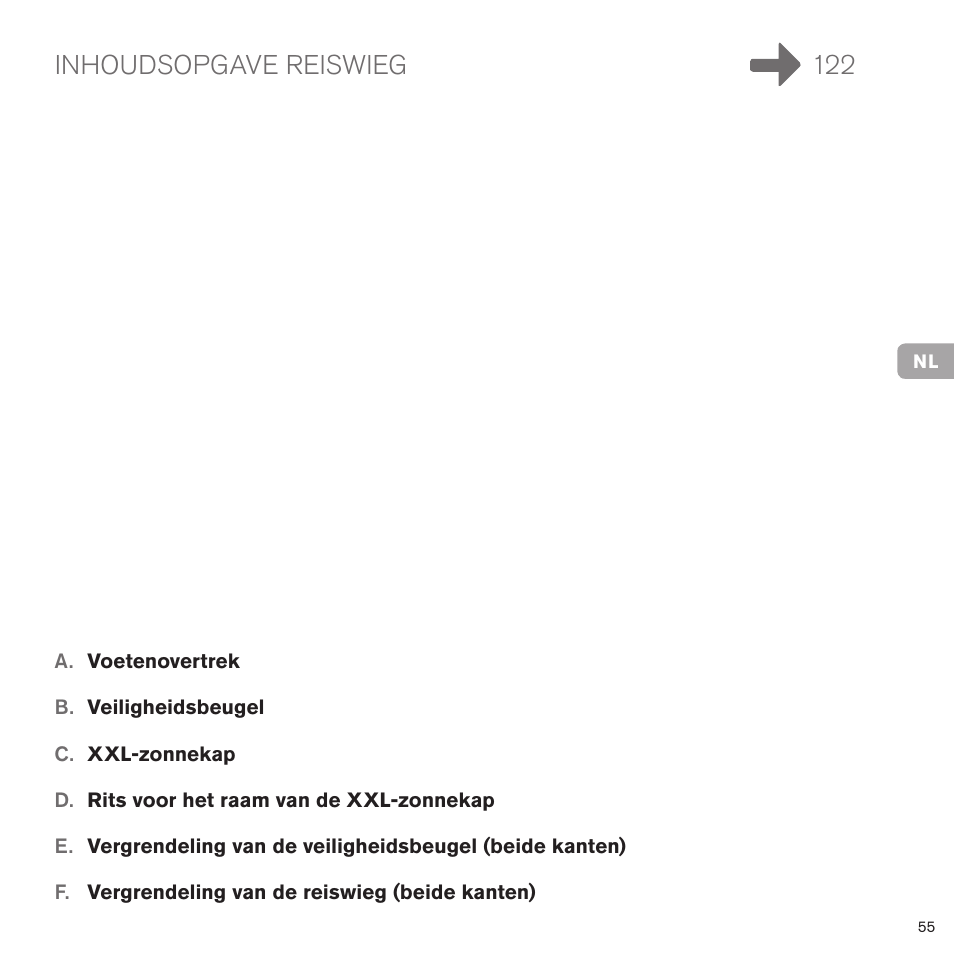 Inhoudsopgave reiswieg 122 | Cybex PRIAM CARRY COT User Manual | Page 56 / 113