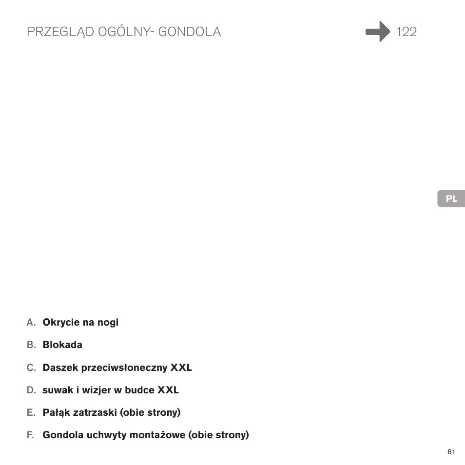Przegląd ogólny- gondola 122 | Cybex PRIAM CARRY COT User Manual | Page 62 / 113