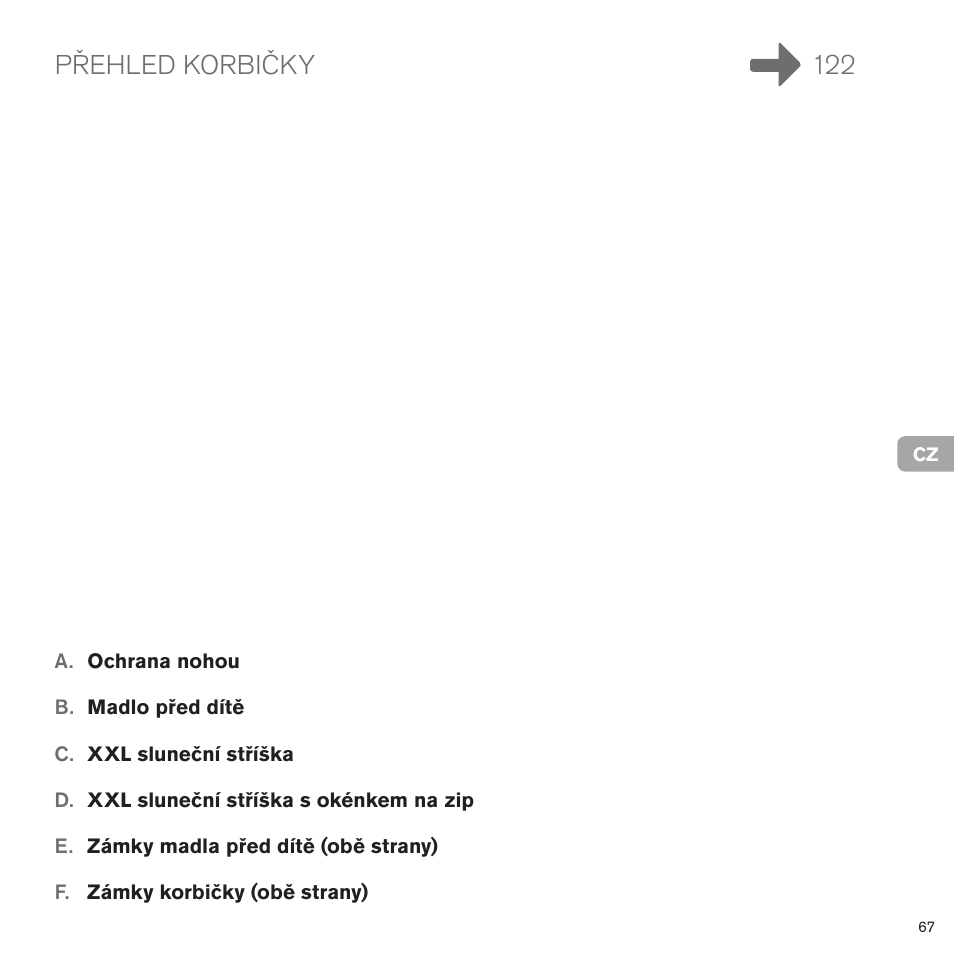Přehled korbičky 122 | Cybex PRIAM CARRY COT User Manual | Page 67 / 113