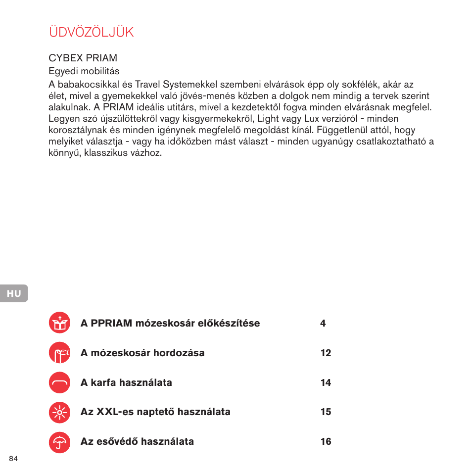 Üdvözöljük | Cybex PRIAM CARRY COT User Manual | Page 81 / 113