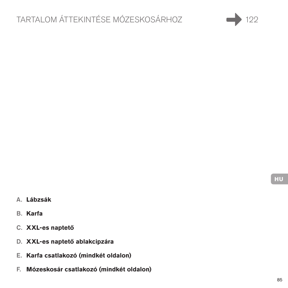 Tartalom áttekintése mózeskosárhoz 122 | Cybex PRIAM CARRY COT User Manual | Page 82 / 113