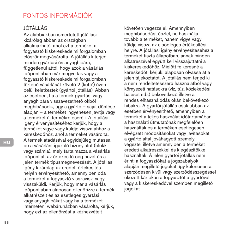 Fontos információk | Cybex PRIAM CARRY COT User Manual | Page 85 / 113