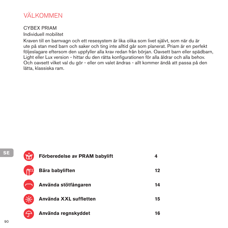 Välkommen | Cybex PRIAM CARRY COT User Manual | Page 87 / 113
