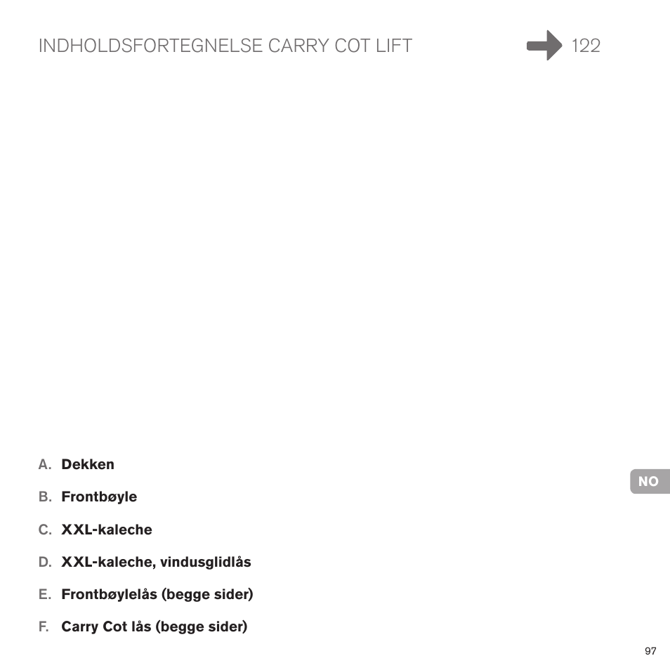 Indholdsfortegnelse carry cot lift 122 | Cybex PRIAM CARRY COT User Manual | Page 94 / 113