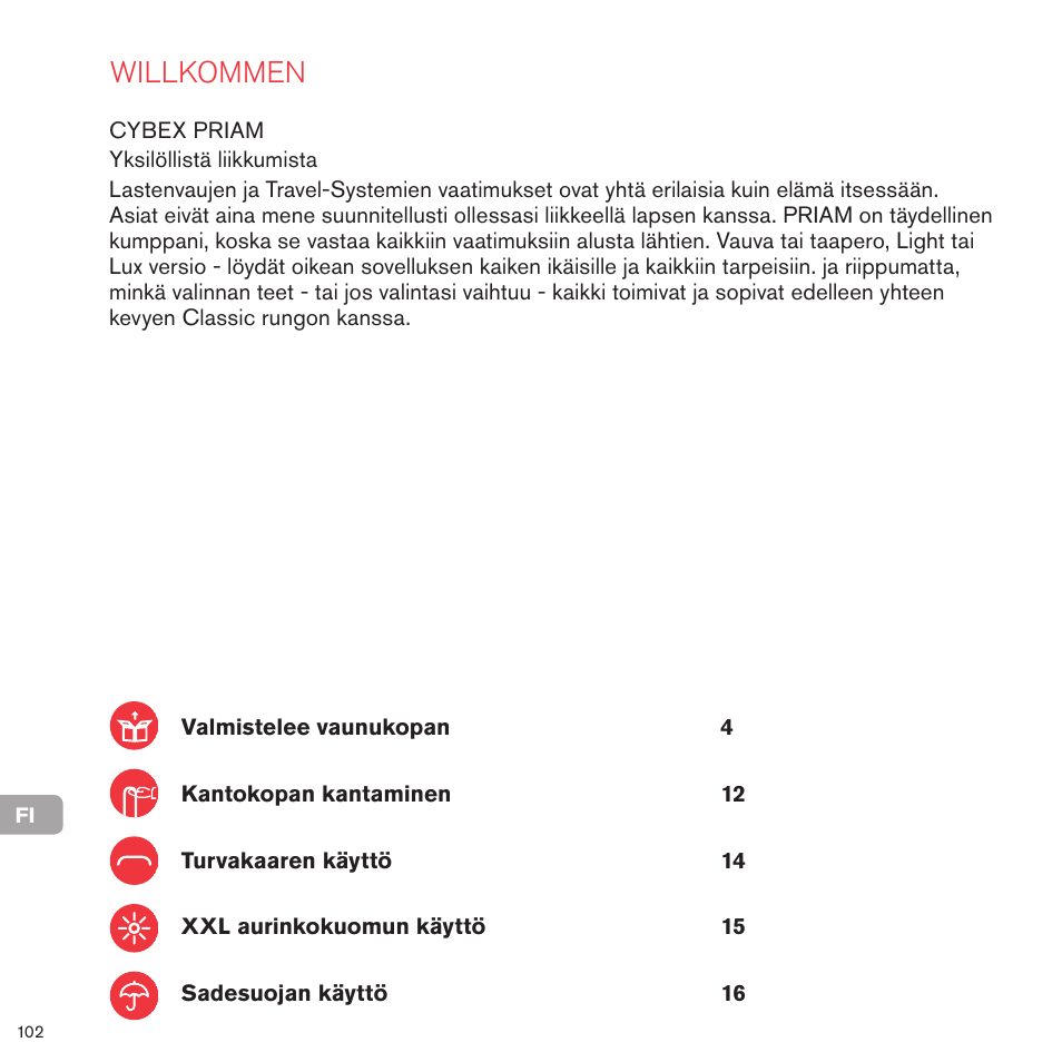 Willkommen | Cybex PRIAM CARRY COT User Manual | Page 99 / 113