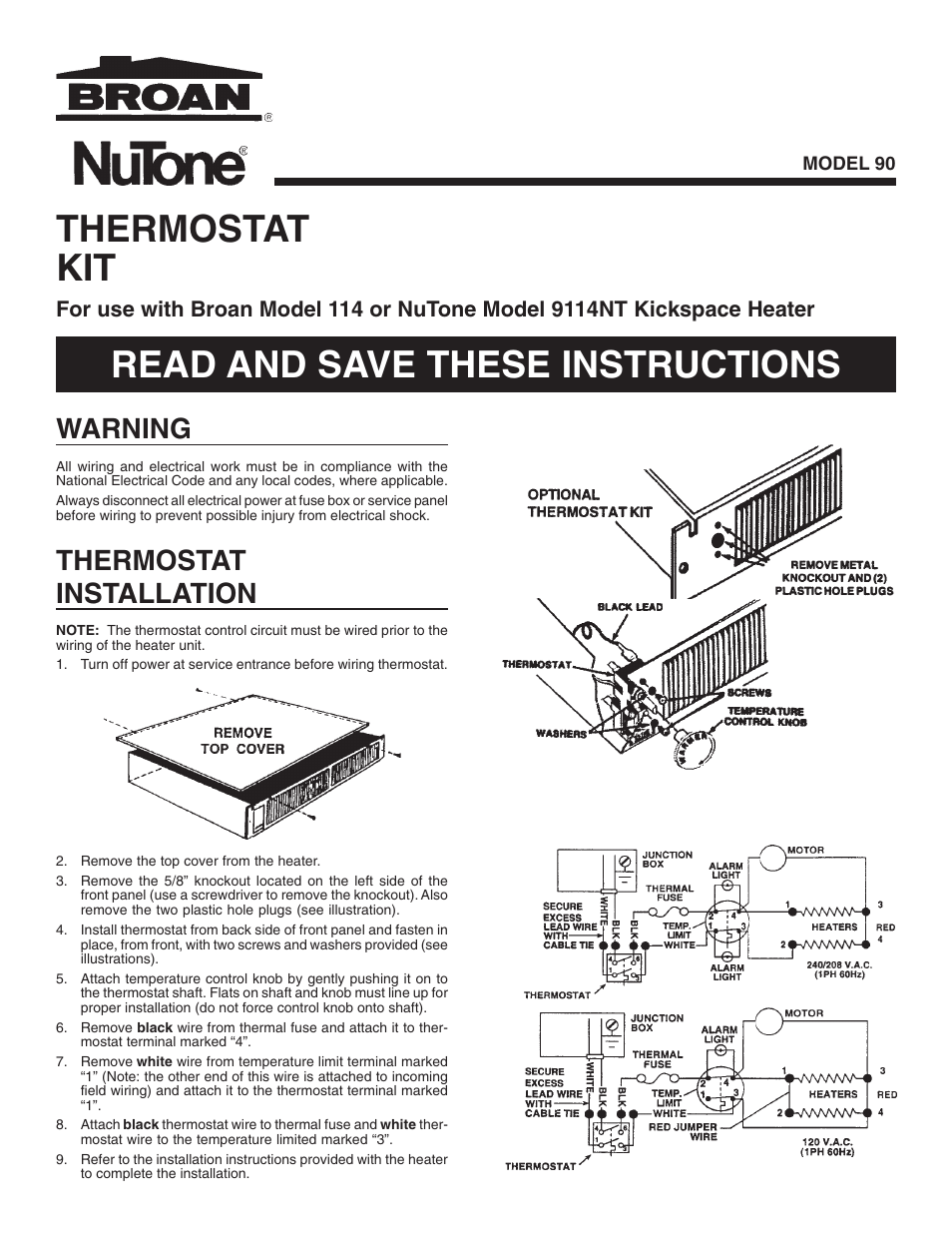 Broan 90 User Manual | 2 pages