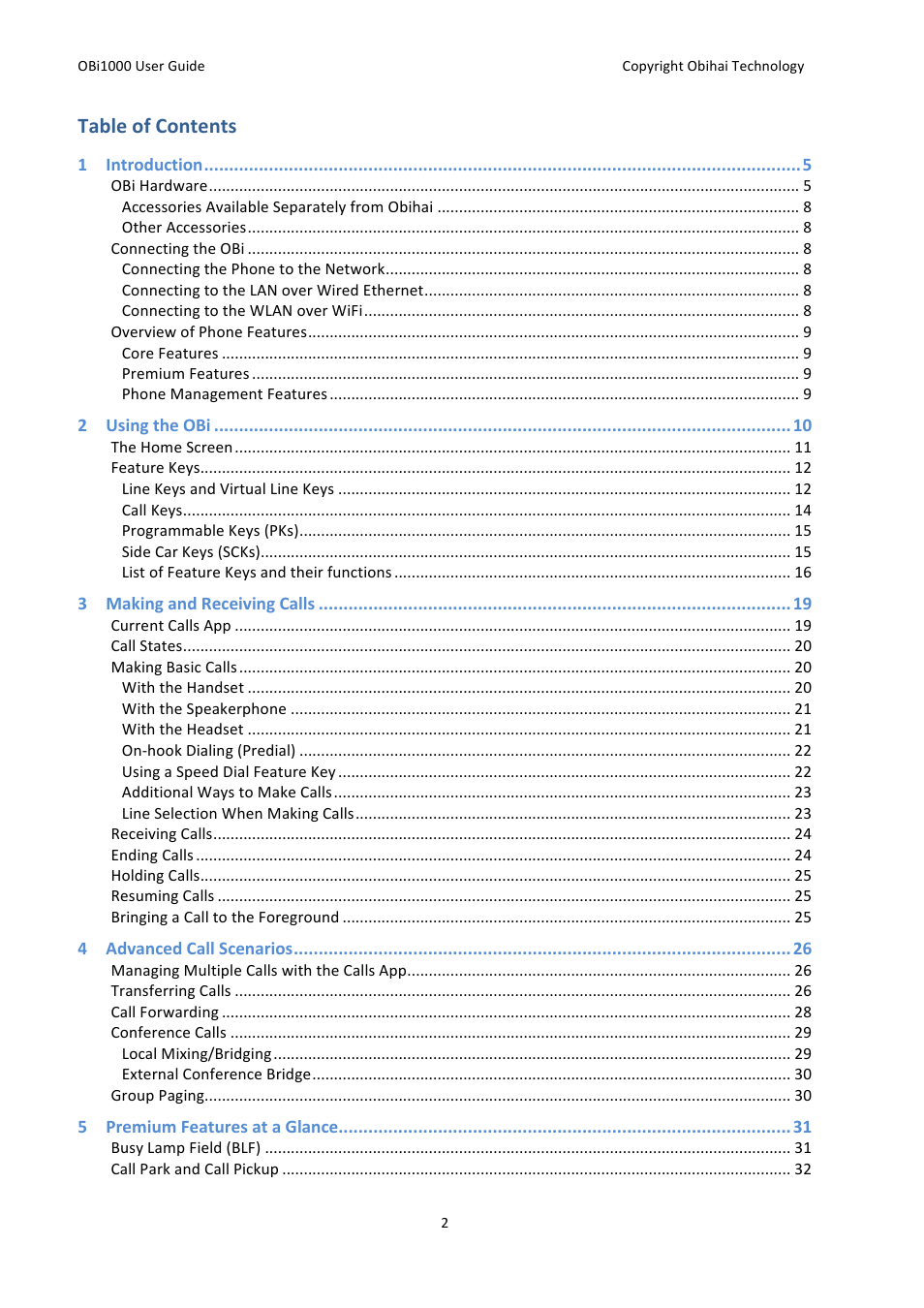 Obihai OBi1000 User Guide User Manual | Page 2 / 62