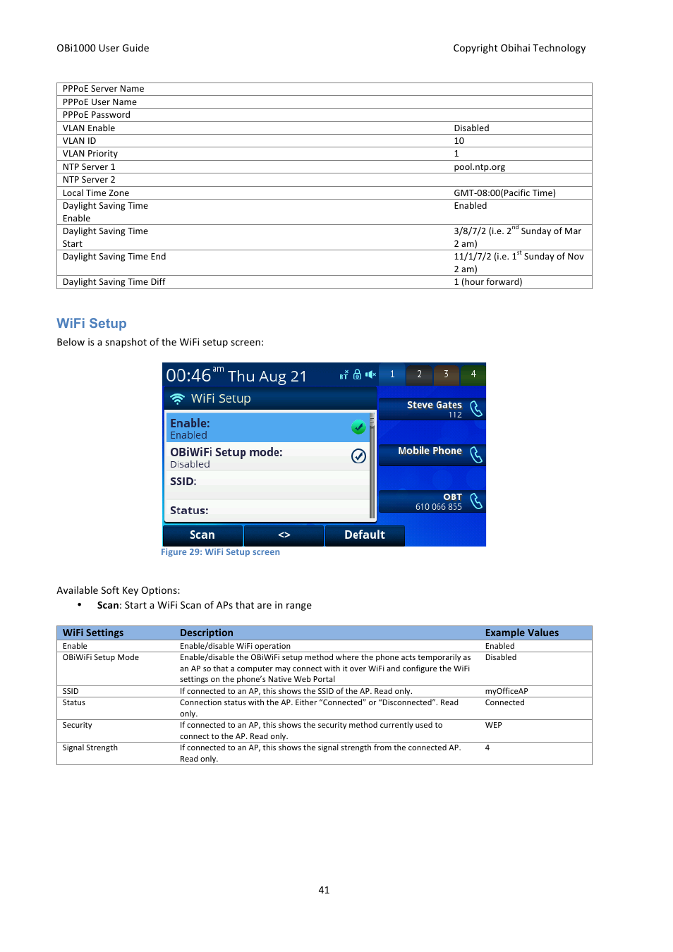 Wifi setup | Obihai OBi1000 User Guide User Manual | Page 41 / 62