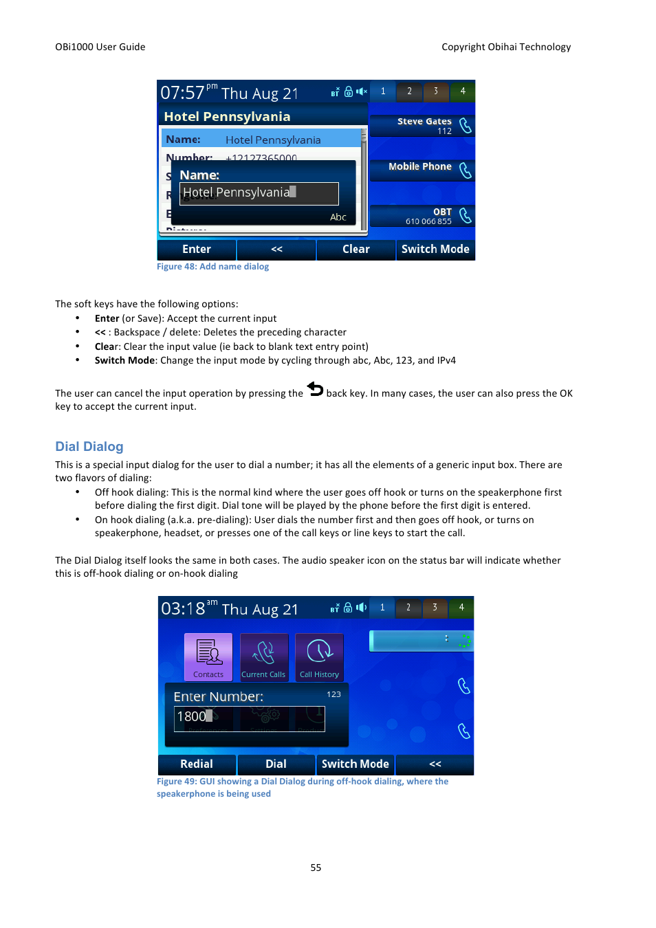 Dial dialog | Obihai OBi1000 User Guide User Manual | Page 55 / 62