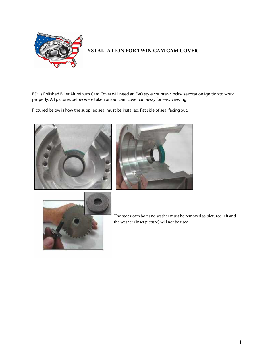 Belt Drives Twin-Cam Cam Cover User Manual | 2 pages