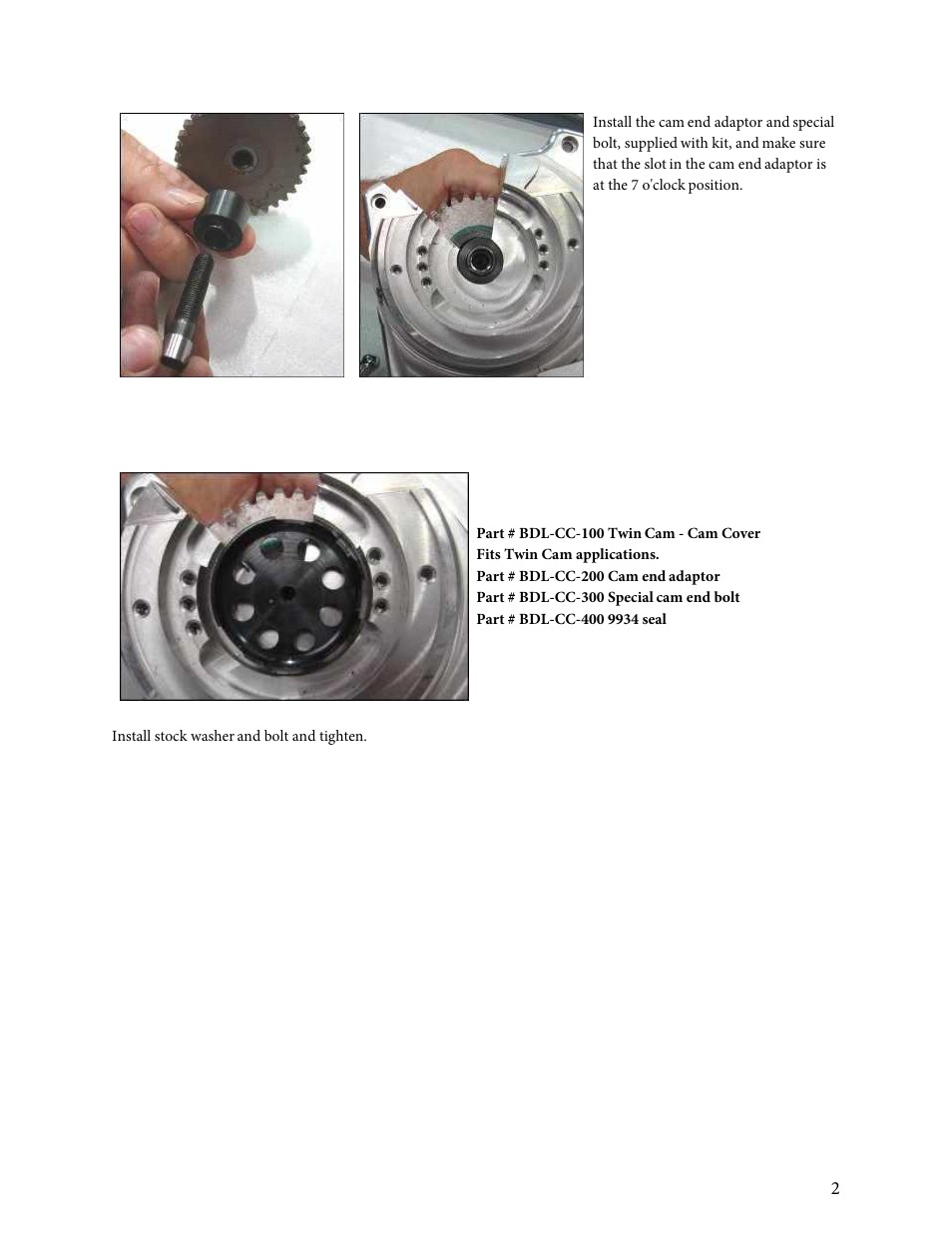 Belt Drives Twin-Cam Cam Cover User Manual | Page 2 / 2