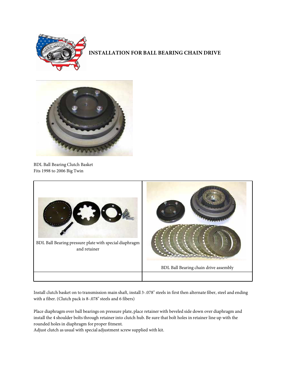 Belt Drives Ball Bearing Chain Drive User Manual | 3 pages