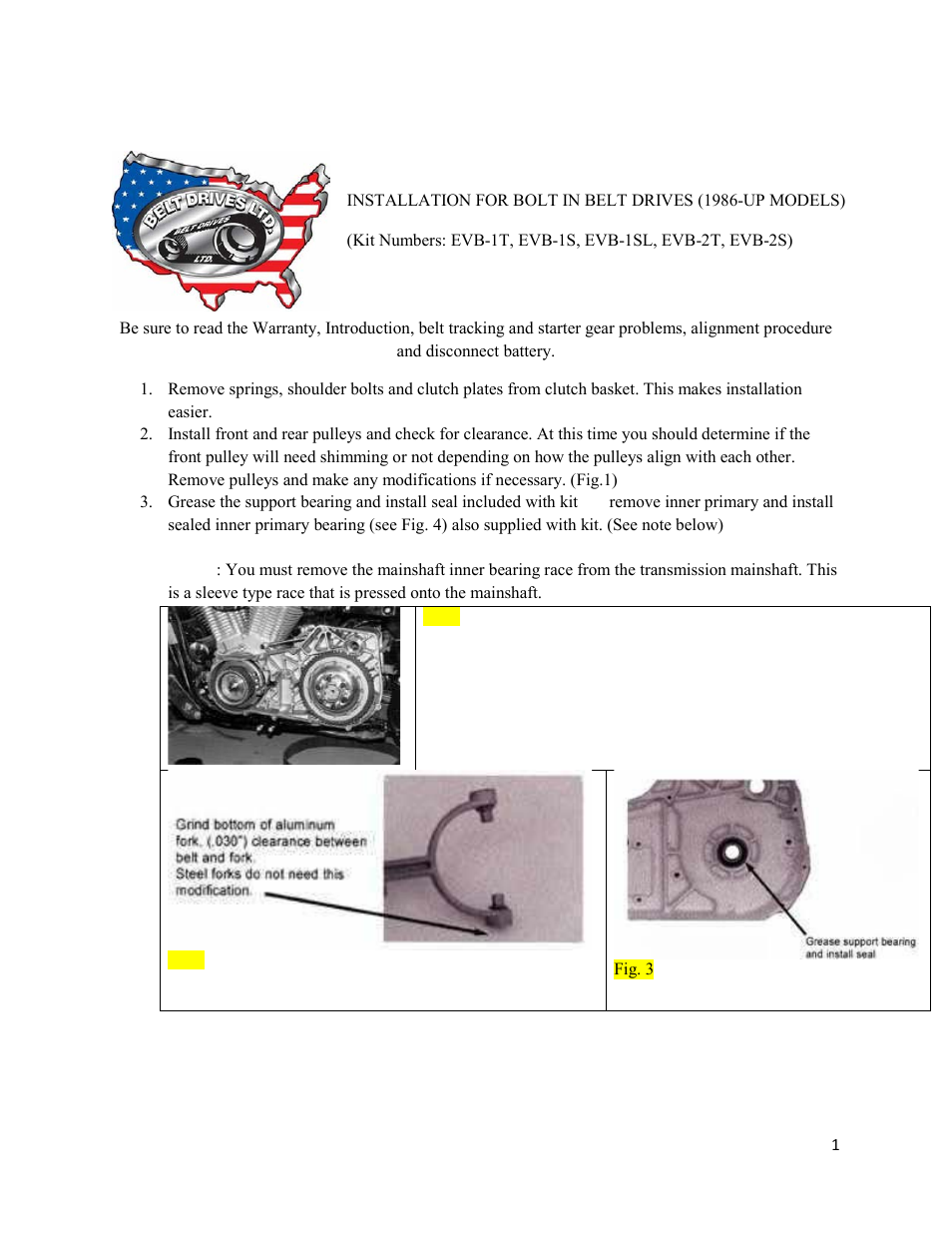 Belt Drives EVB-2S User Manual | 6 pages