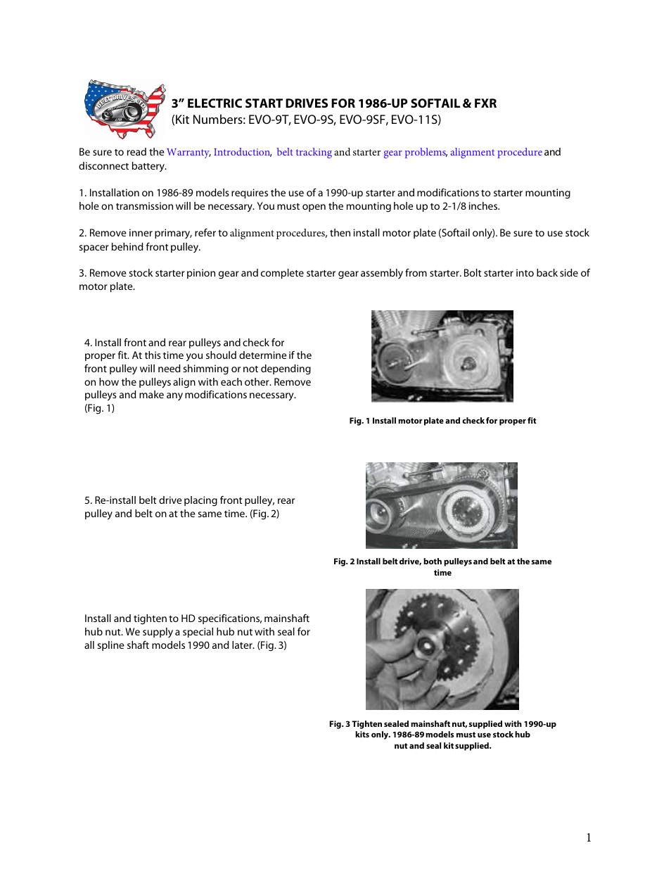 Belt Drives EVO-11S User Manual | 4 pages