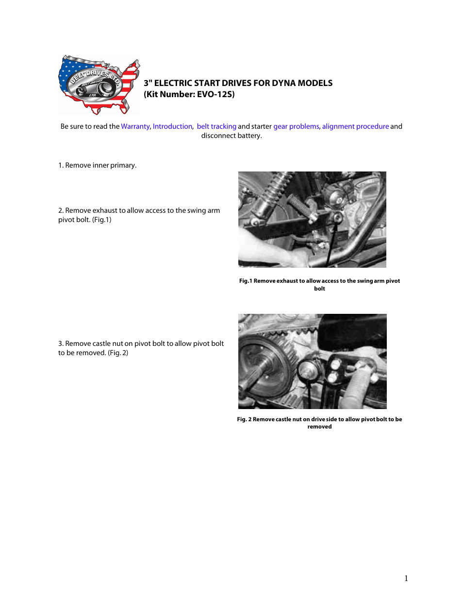 Belt Drives EVO-12S User Manual | 5 pages