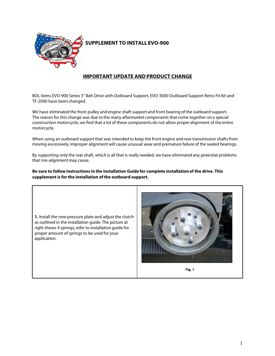 Belt Drives EVO-900 User Manual | 4 pages