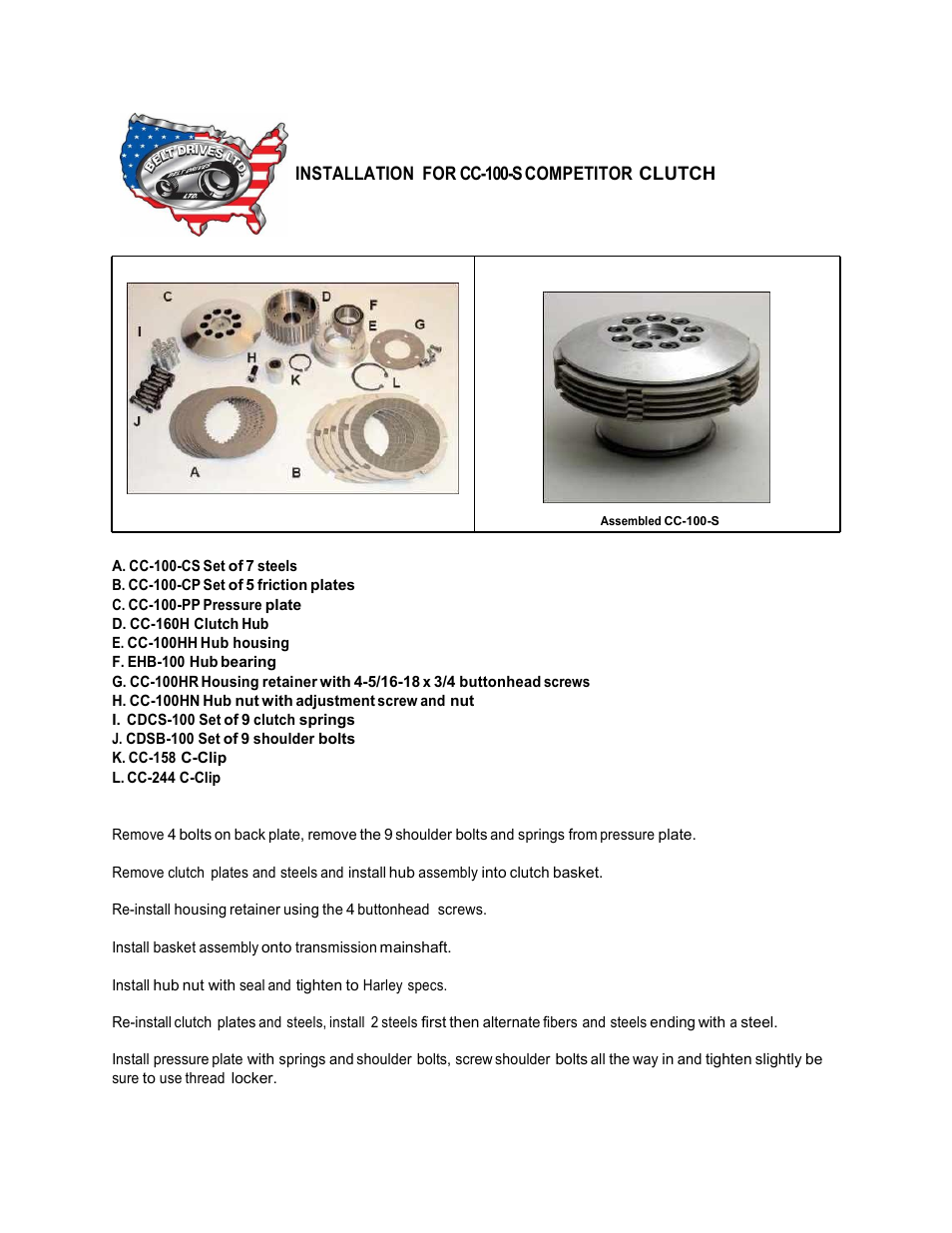 Belt Drives CC-100-S User Manual | 2 pages