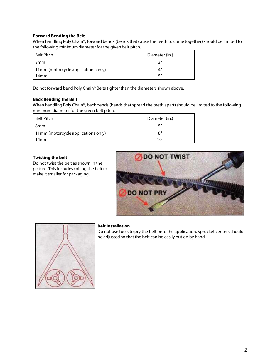 Belt Drives Handling and Care of Rear Belts User Manual | Page 2 / 2