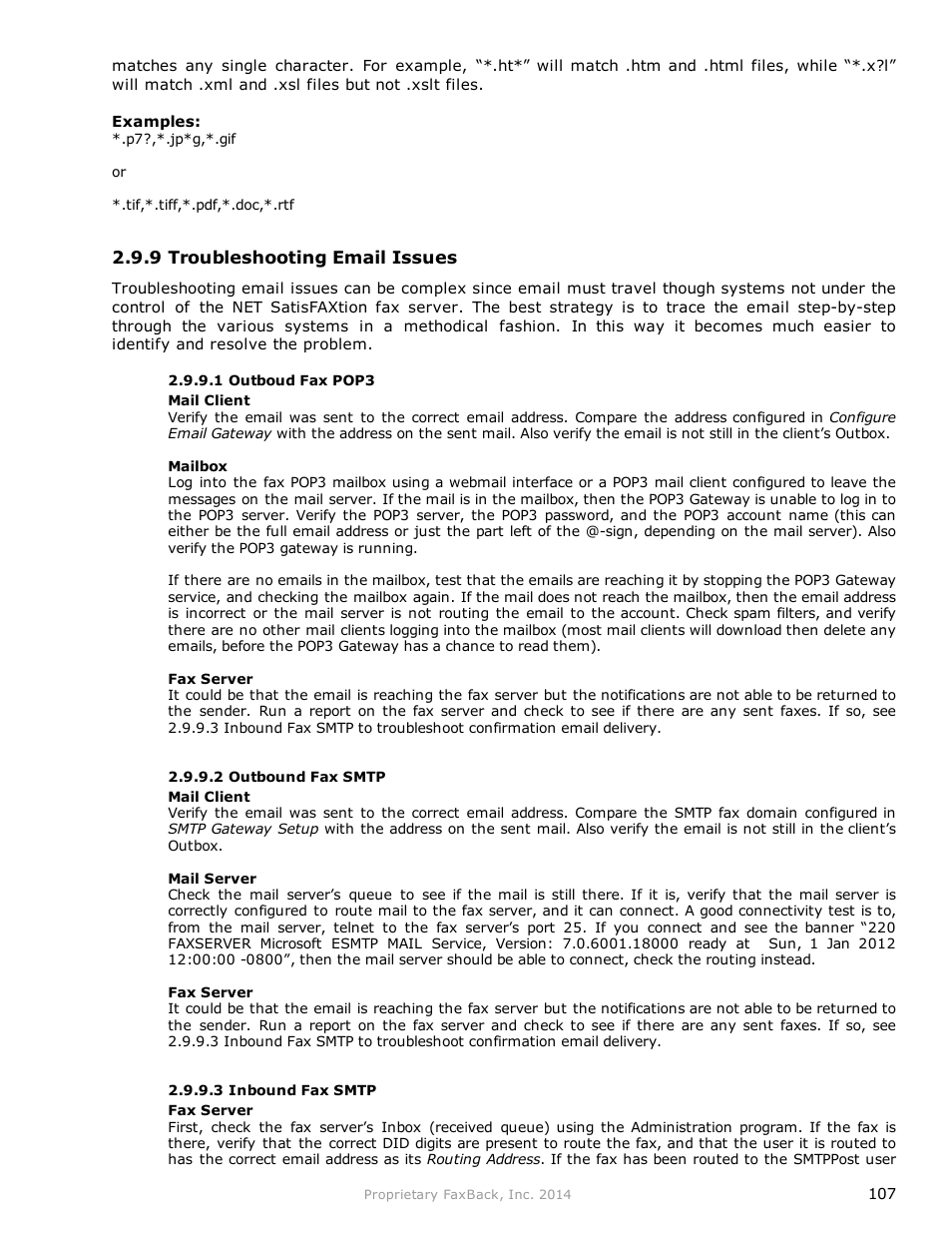 FaxBack NET SatisFAXtion 9.0 - Fax Server Manual User Manual | Page 107 / 203