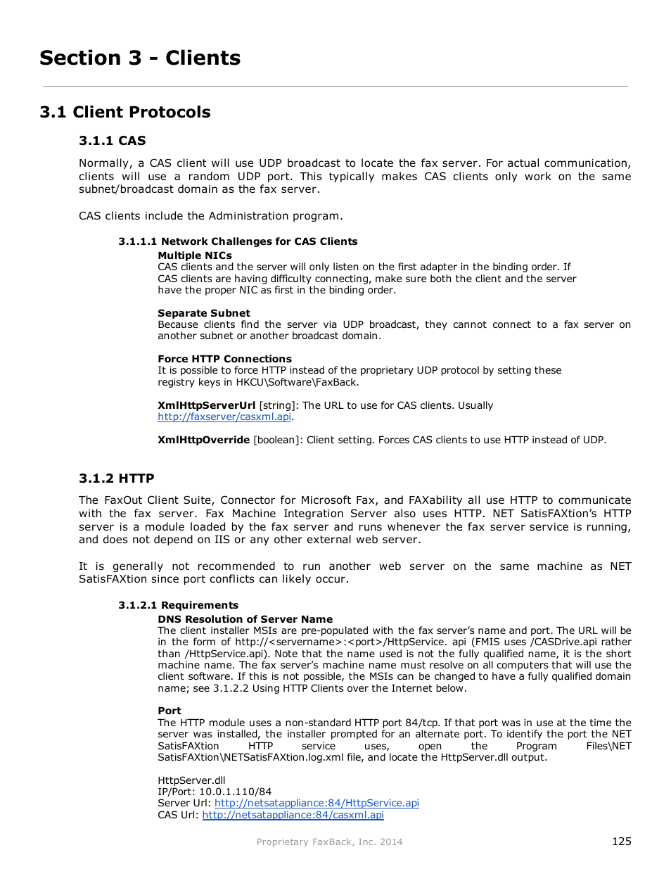 1 client protocols | FaxBack NET SatisFAXtion 9.0 - Fax Server Manual User Manual | Page 125 / 203